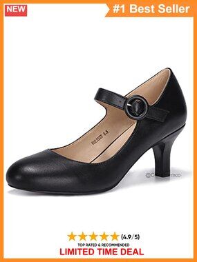 IDIFU Mary Jane Dress Shoes Kitten Heel Pumps Ankle Strap